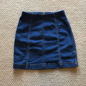 Free people jean high waisted mini skirt!